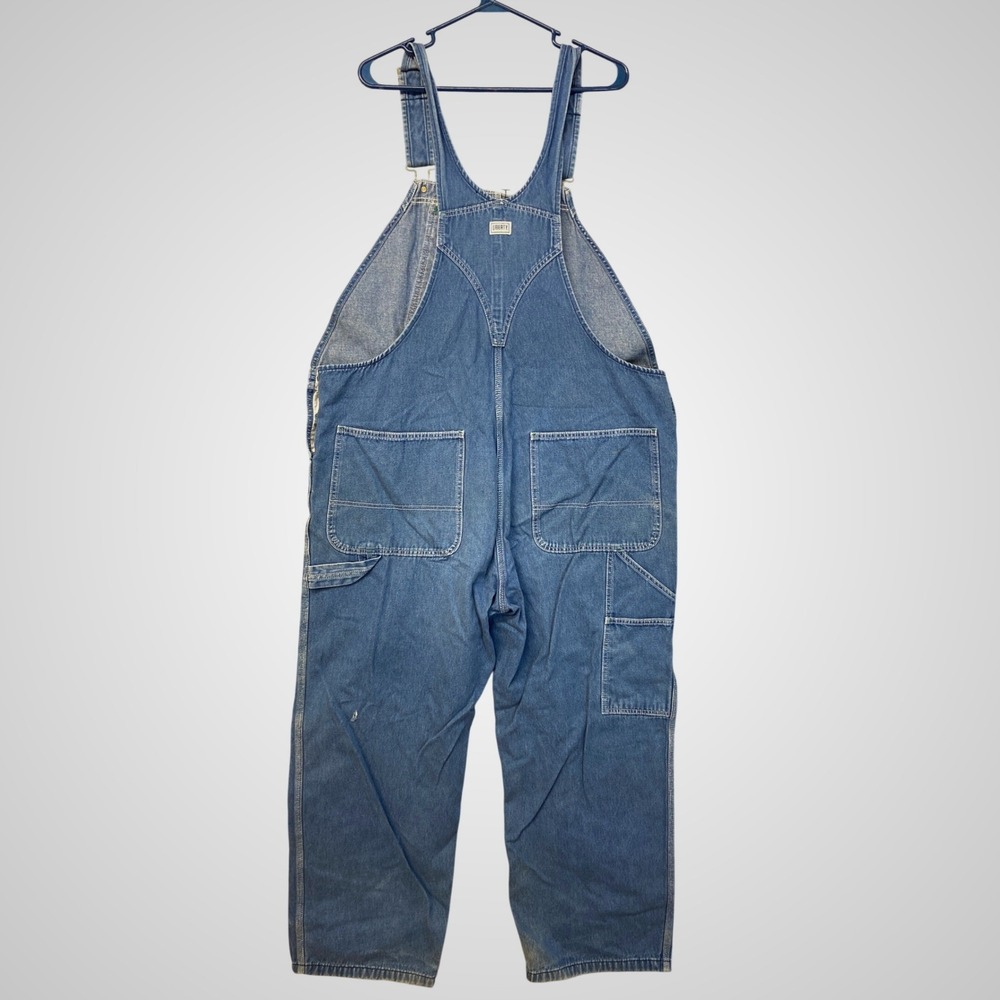 Liberty Mens Denim‎ Overalls Blue Cotton Bib Workwear 44x30 Perfectly Distressed - Picture 3 of 7
